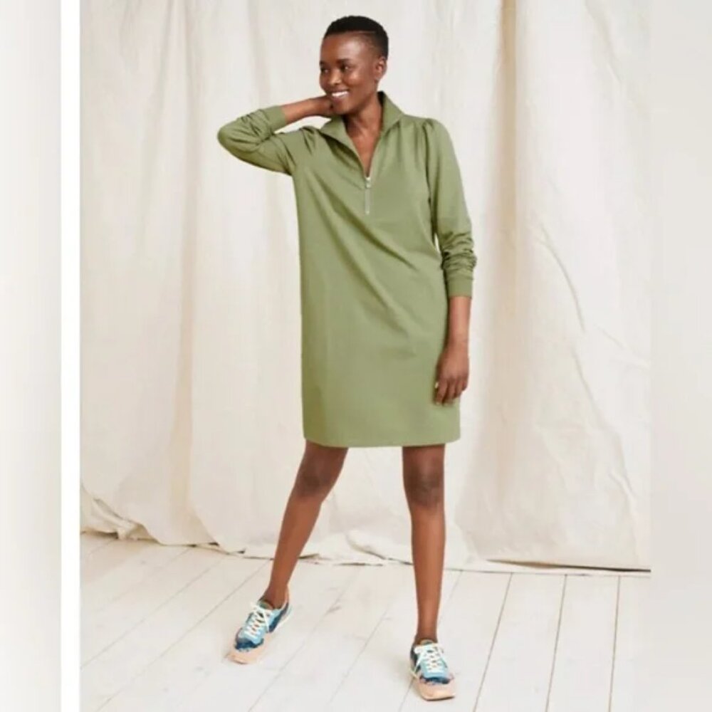 Garnet Hill Quarter-Zip French Terry Dress